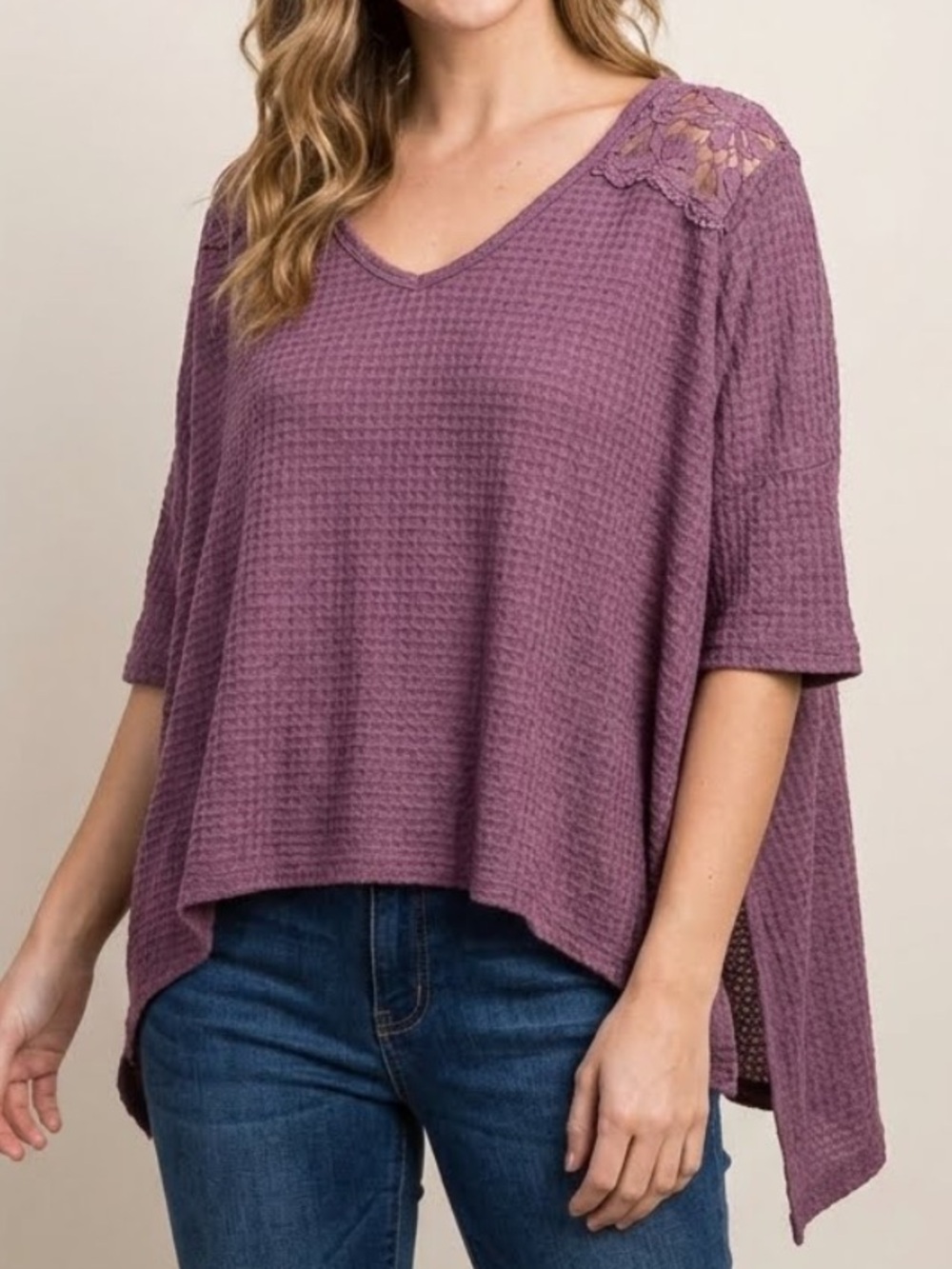 EVERLEIGH Thermal Tunic Crochet Boho Top Small